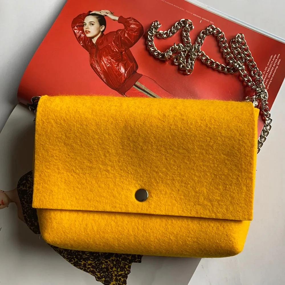 Wool yellow crossbody bag